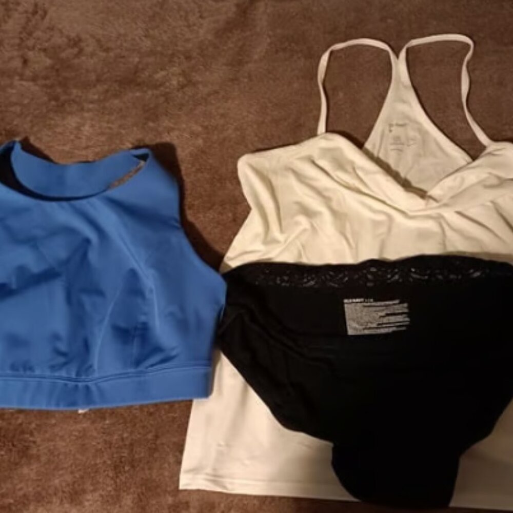 Lot victorias secret panties, Gap Tank top and lululemon bra